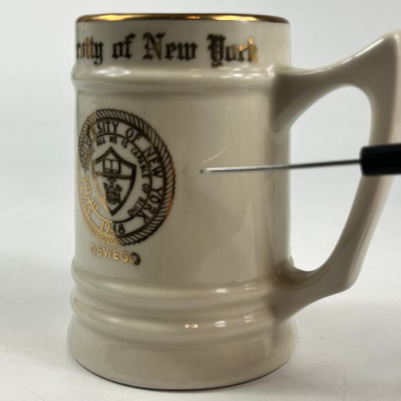 NYU University of New York Beer Mug Stein Coffee Cup Gold Trim Ceramic Vintage - Picture 9 of 9